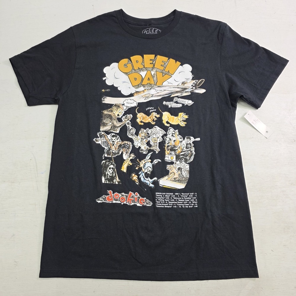 Green Day Dookie Madness T-Shirt Sz M Mad Engine Track List Punk Band Tour New!
